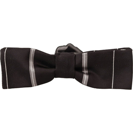 Elegant Silk Bow Tie in Black and Grey