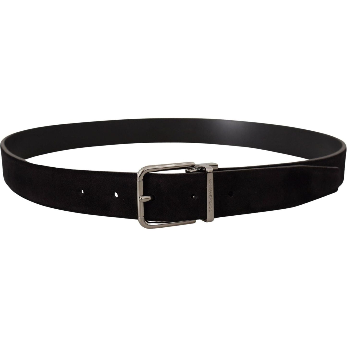 Elegant Black Leather Grosgrain Belt