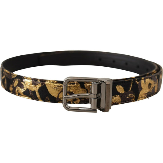 Multicolor Leather Belt with Black Buckle