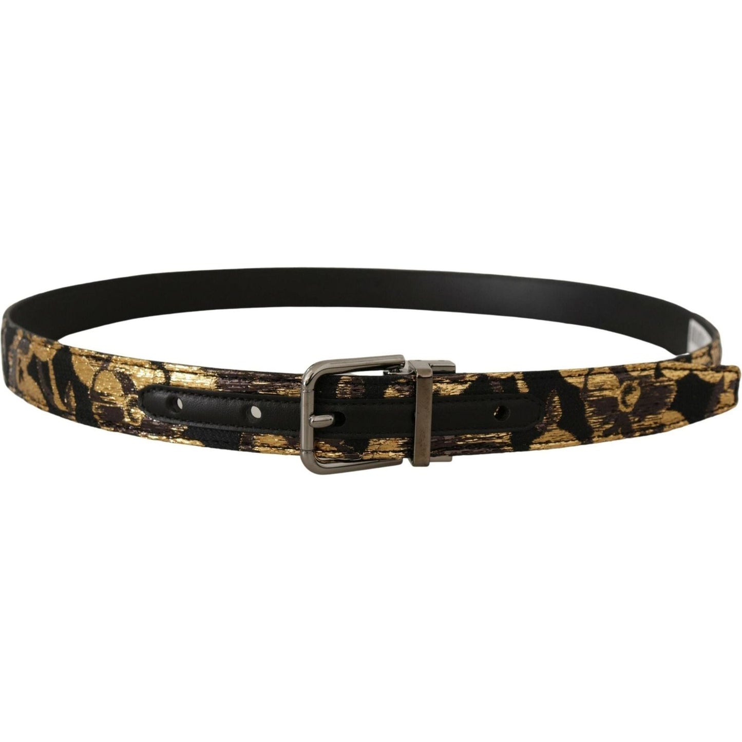 Multicolor Leather Belt with Black Buckle