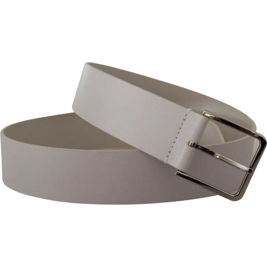Elegant White Vitello Leather Belt