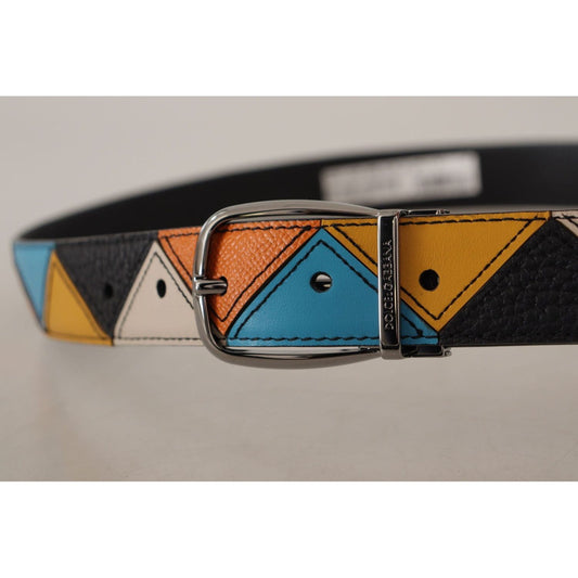 Elegant Multicolor Leather Belt with Silver Buckle