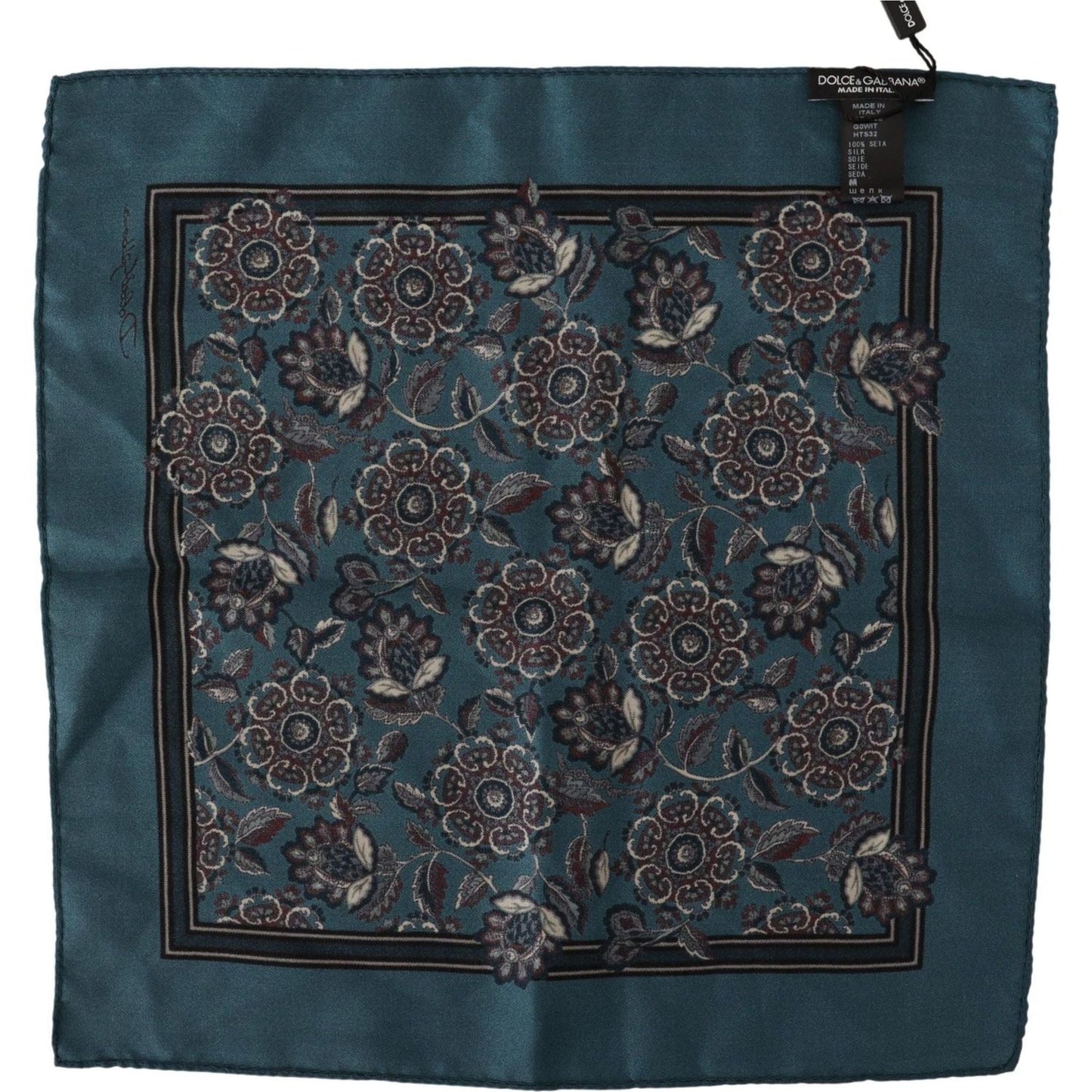 Dolce & Gabbana Blue Floral Silk Square Handkerchief Scarf blue-floral-silk-square-handkerchief-scarf IMG_8331-7d86c587-ecc.jpg