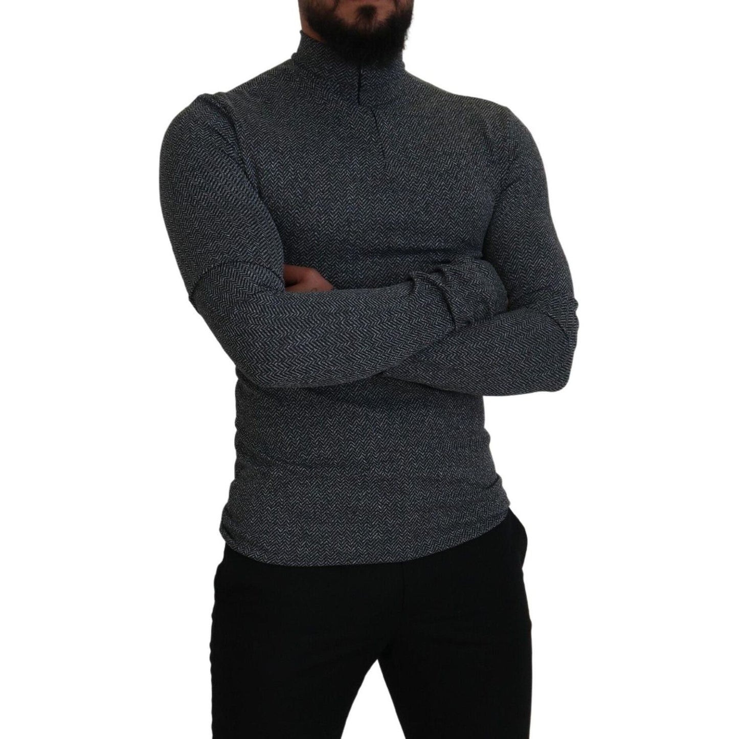 Dolce & Gabbana Elegant Dark Gray Pullover Sweater dark-gray-nylon-turtleneck-pullover-sweater
