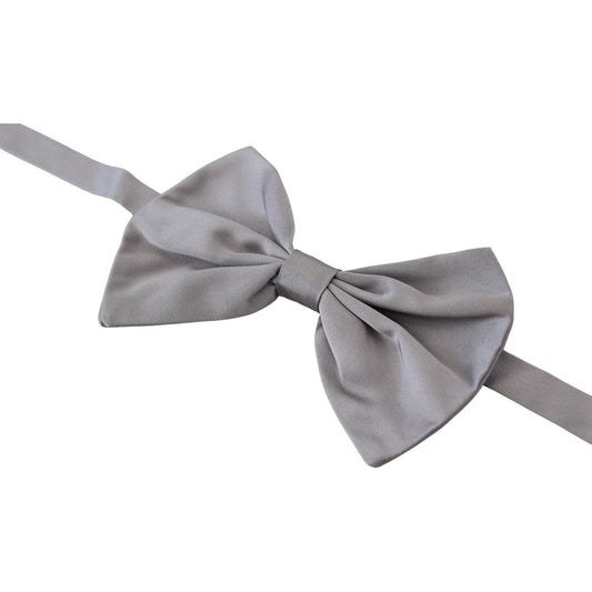 Dolce & Gabbana Elegant Silver Gray Silk Bow Tie bow-tie-men-silver-gray-silk-adjustable-neck-papillon IMG_8385-scaled-dd6e750c-535.jpg