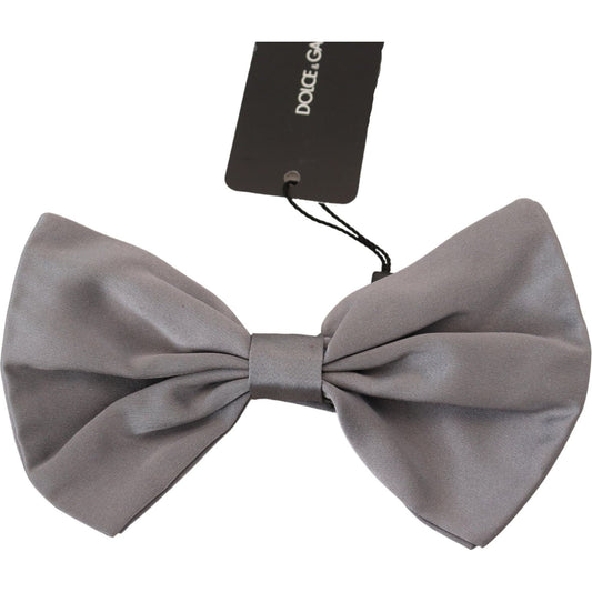 Dolce & Gabbana Elegant Silver Gray Silk Bow Tie bow-tie-men-silver-gray-silk-adjustable-neck-papillon IMG_8392-987ec814-4e4.jpg