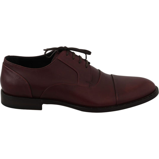 Dolce & Gabbana Elegant Bordeaux Leather Dress Shoes red-bordeaux-leather-derby-formal-shoes IMG_8395-scaled.jpg