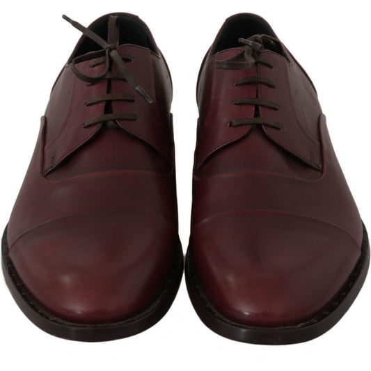 Dolce & Gabbana Elegant Bordeaux Leather Dress Shoes red-bordeaux-leather-derby-formal-shoes IMG_8399-scaled.jpg