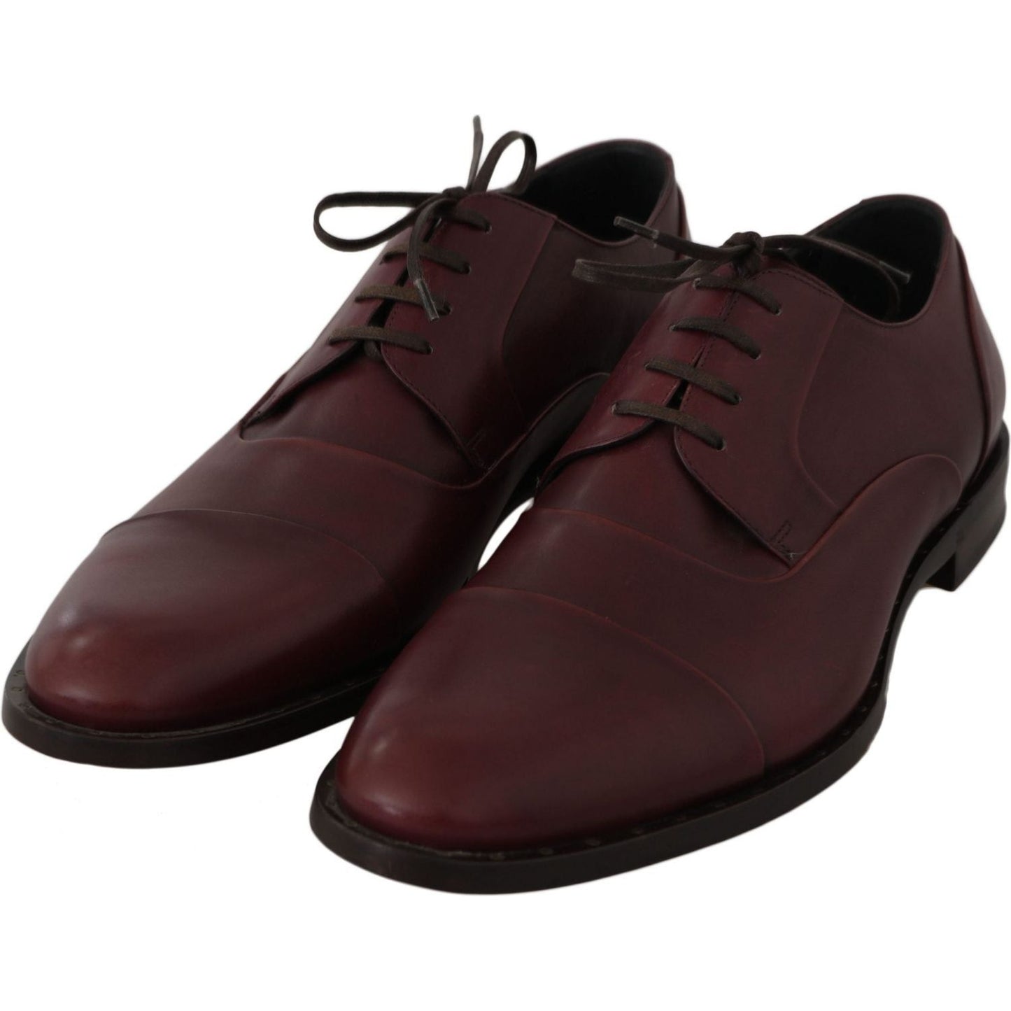 Dolce & Gabbana Elegant Bordeaux Leather Dress Shoes red-bordeaux-leather-derby-formal-shoes