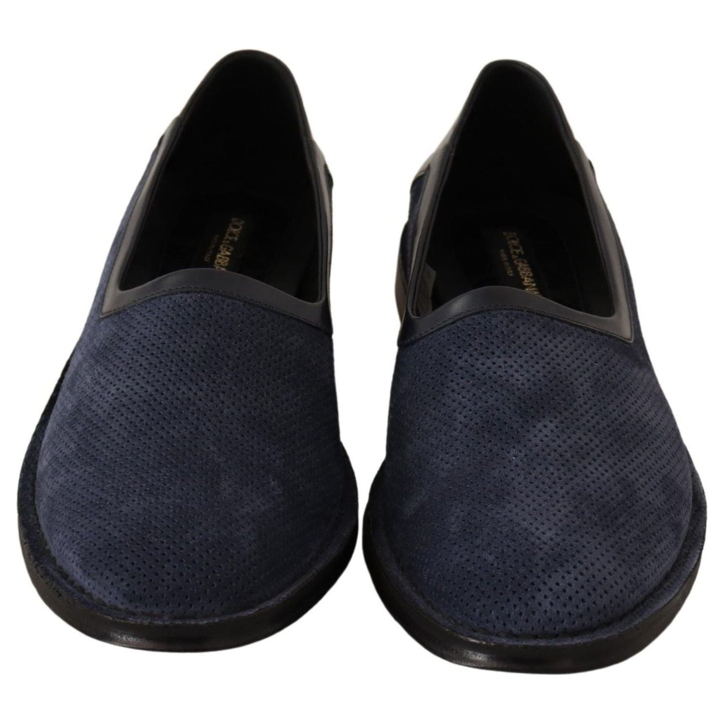 Dolce & Gabbana Elegant Perforated Leather Loafers blue-leather-perforated-slip-on-loafers-shoes MAN LOAFERS