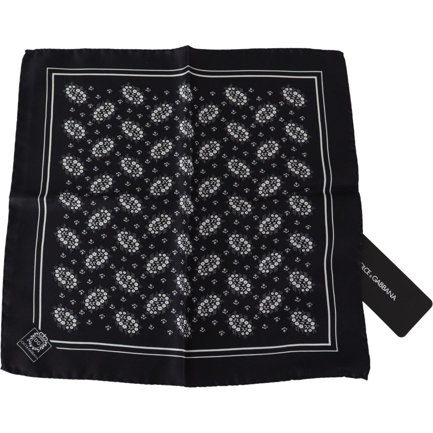 Dolce & Gabbana Elegant Silk Patterned Pocket Square black-patterned-square-scarf-silk-handkerchief IMG_8722-scaled-ee57a308-6d4.jpg