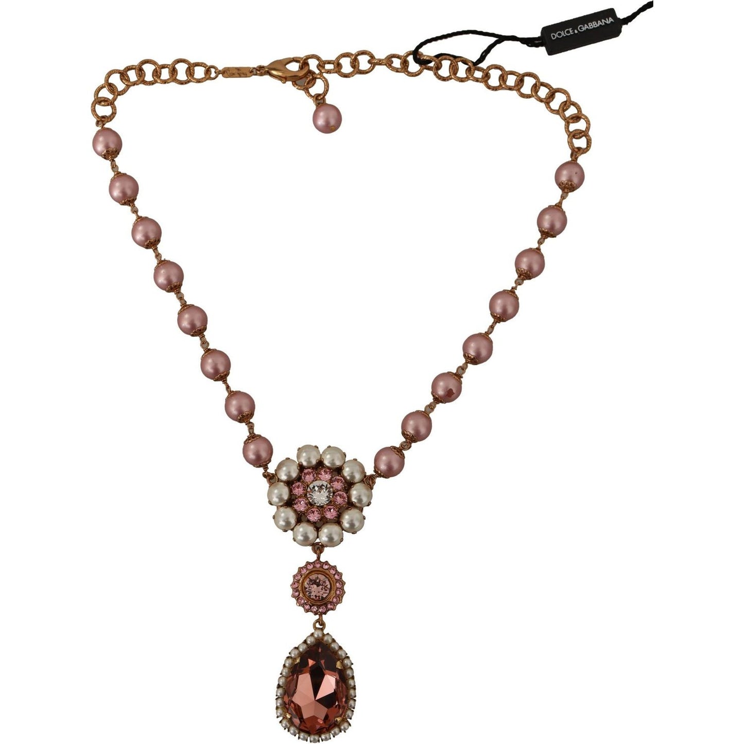 WOMAN NECKLACE Elegant Gold Tone Faux Pearl Charm Necklace Dolce & Gabbana