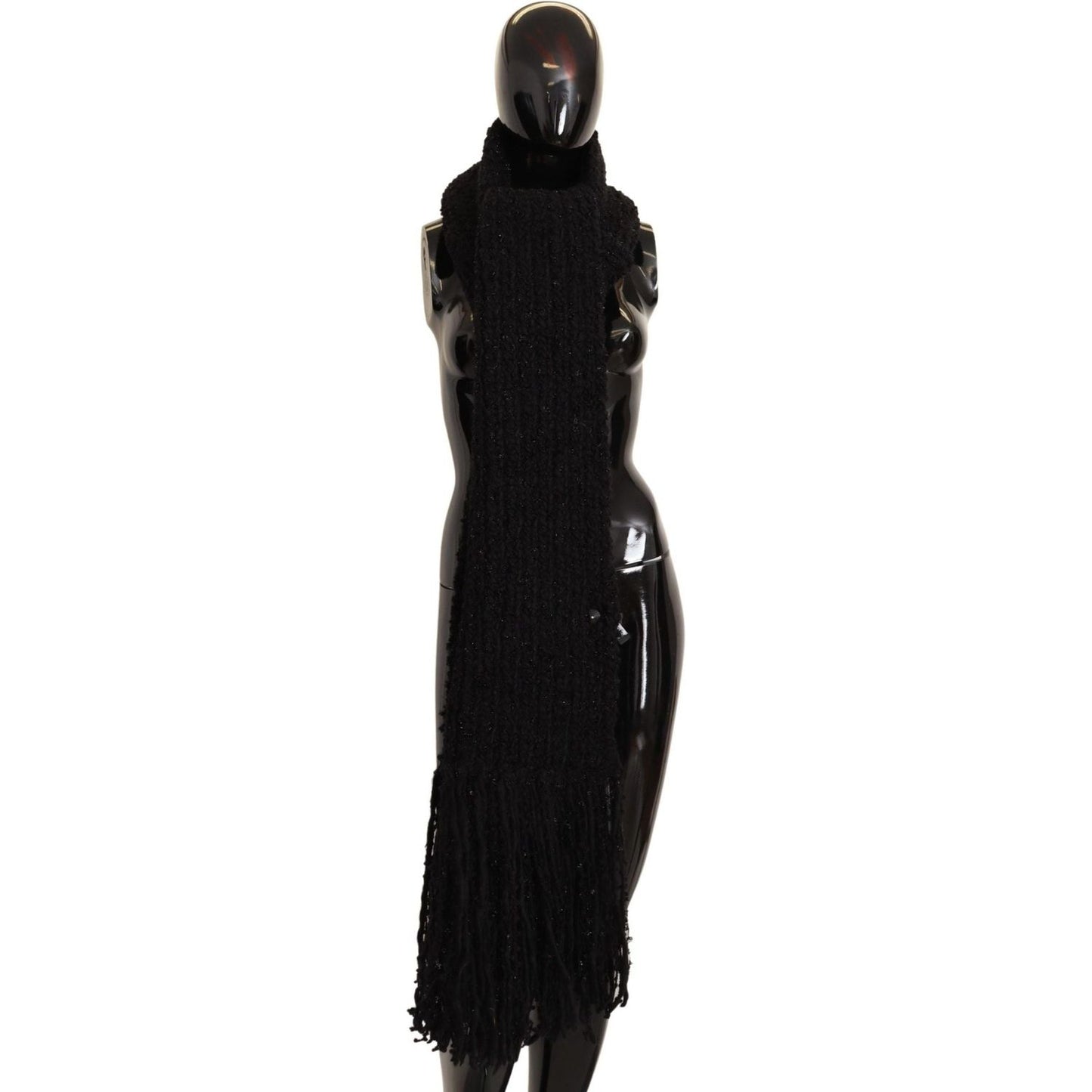 Dolce & Gabbana Black Virgin Wool Knitted Wrap Shawl Scarf black-virgin-wool-knitted-wrap-shawl-scarf IMG_8800-scaled-e25460df-18e.jpg
