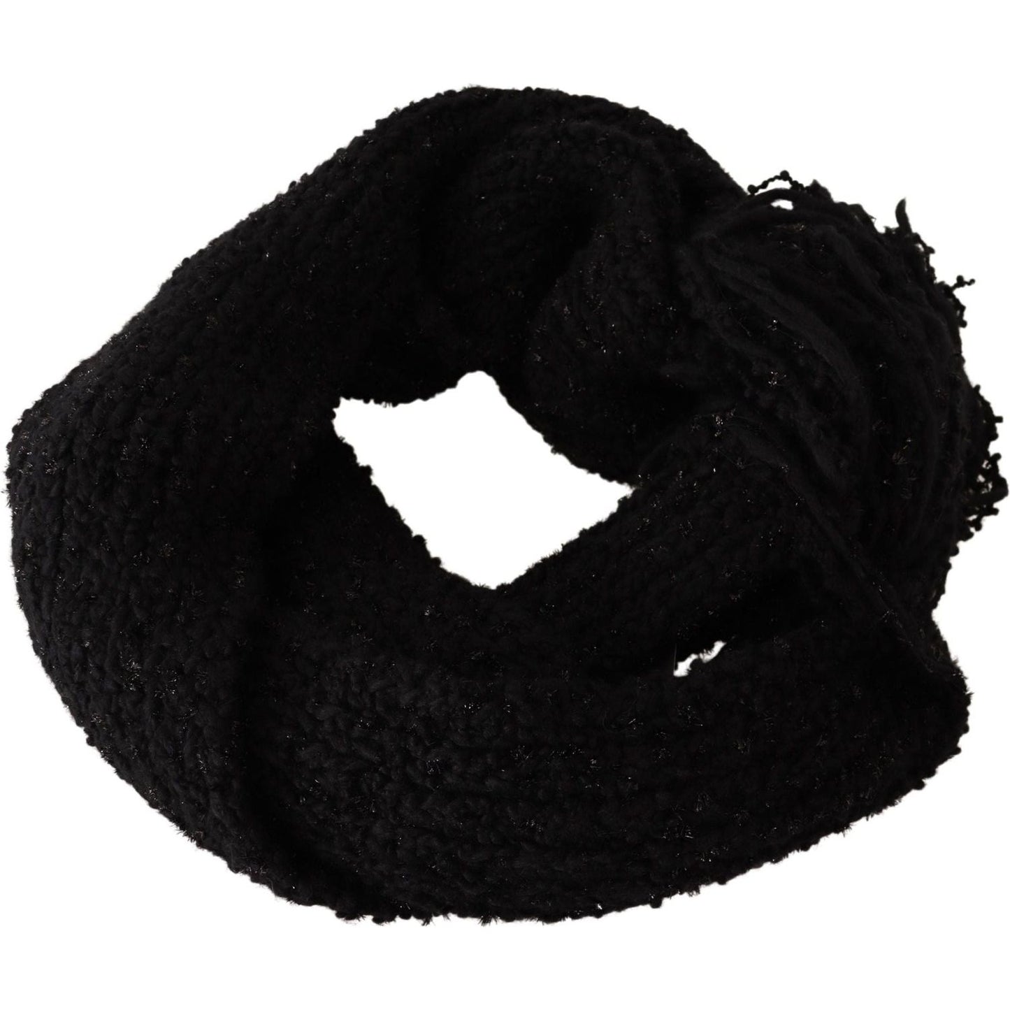 Dolce & Gabbana Black Virgin Wool Knitted Wrap Shawl Scarf black-virgin-wool-knitted-wrap-shawl-scarf IMG_8804-25d64753-a6d.jpg