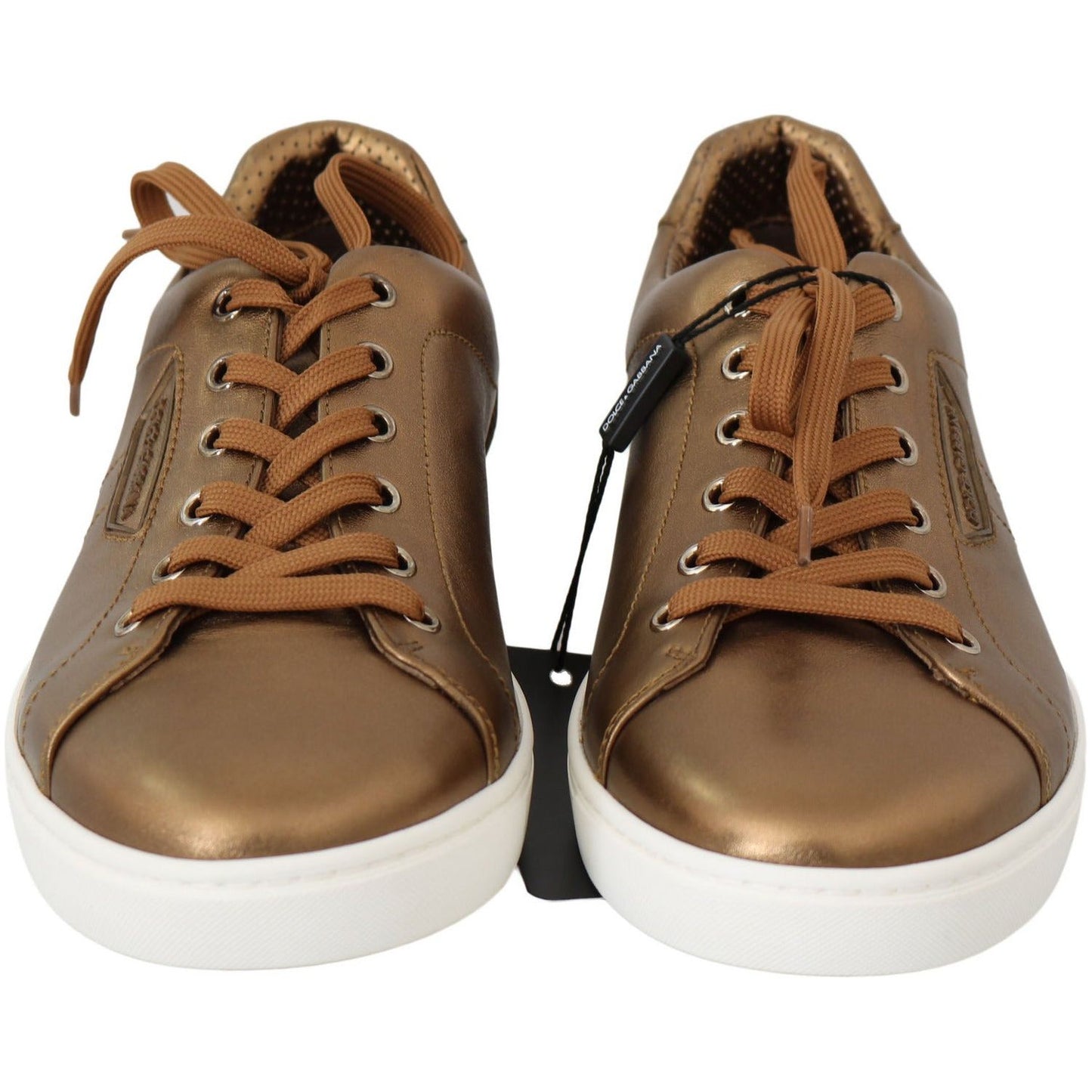 Dolce & Gabbana Golden Metallic Leather Sneakers gold-leather-mens-casual-sneakers