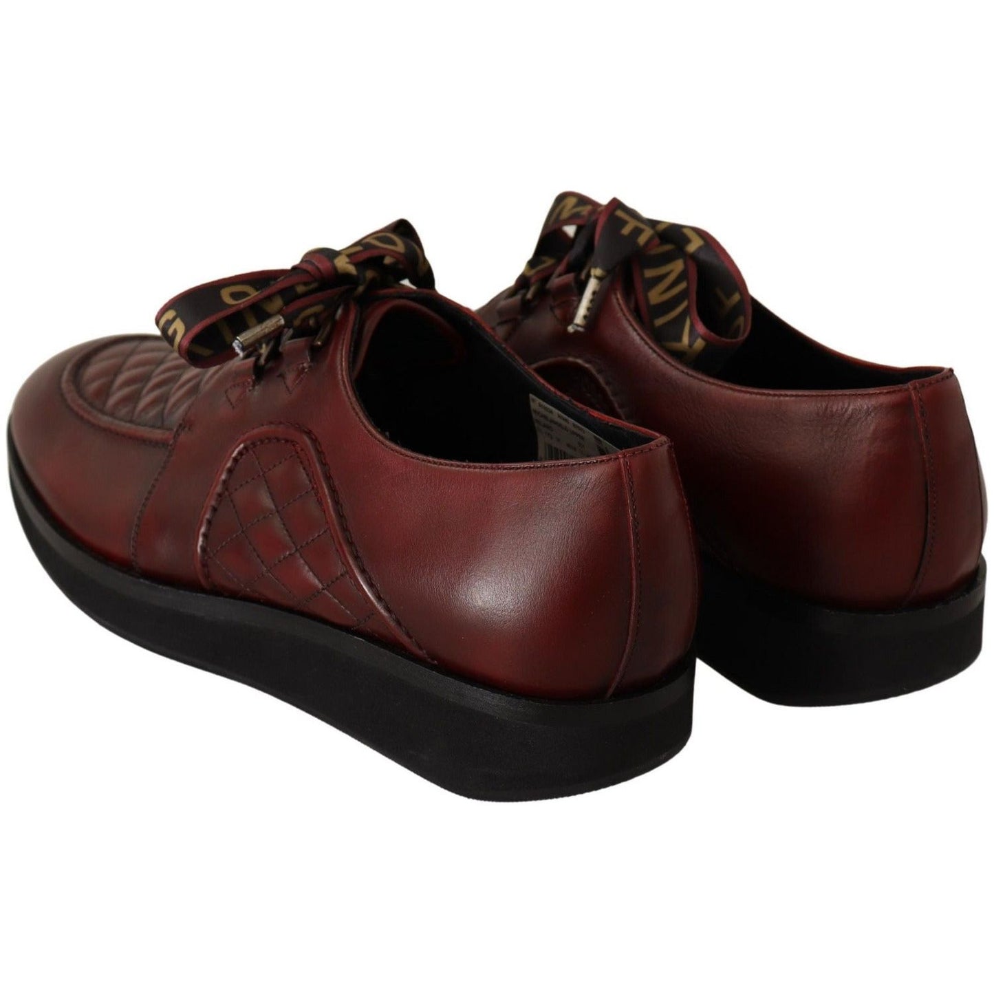 Dolce & Gabbana Elegant Bordeaux Derby Leather Shoes red-leather-lace-up-dress-formal-shoes Dress Shoes