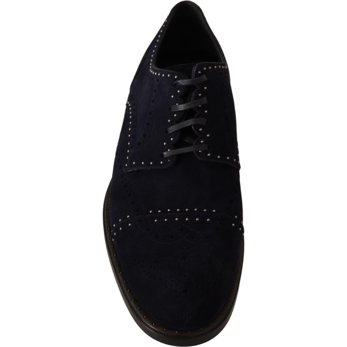 Dolce & Gabbana Elegant Suede Derby Shoes with Silver Studs blue-suede-leather-derby-studded-shoes Dress Shoes IMG_8958-de2396b3-e55.jpg