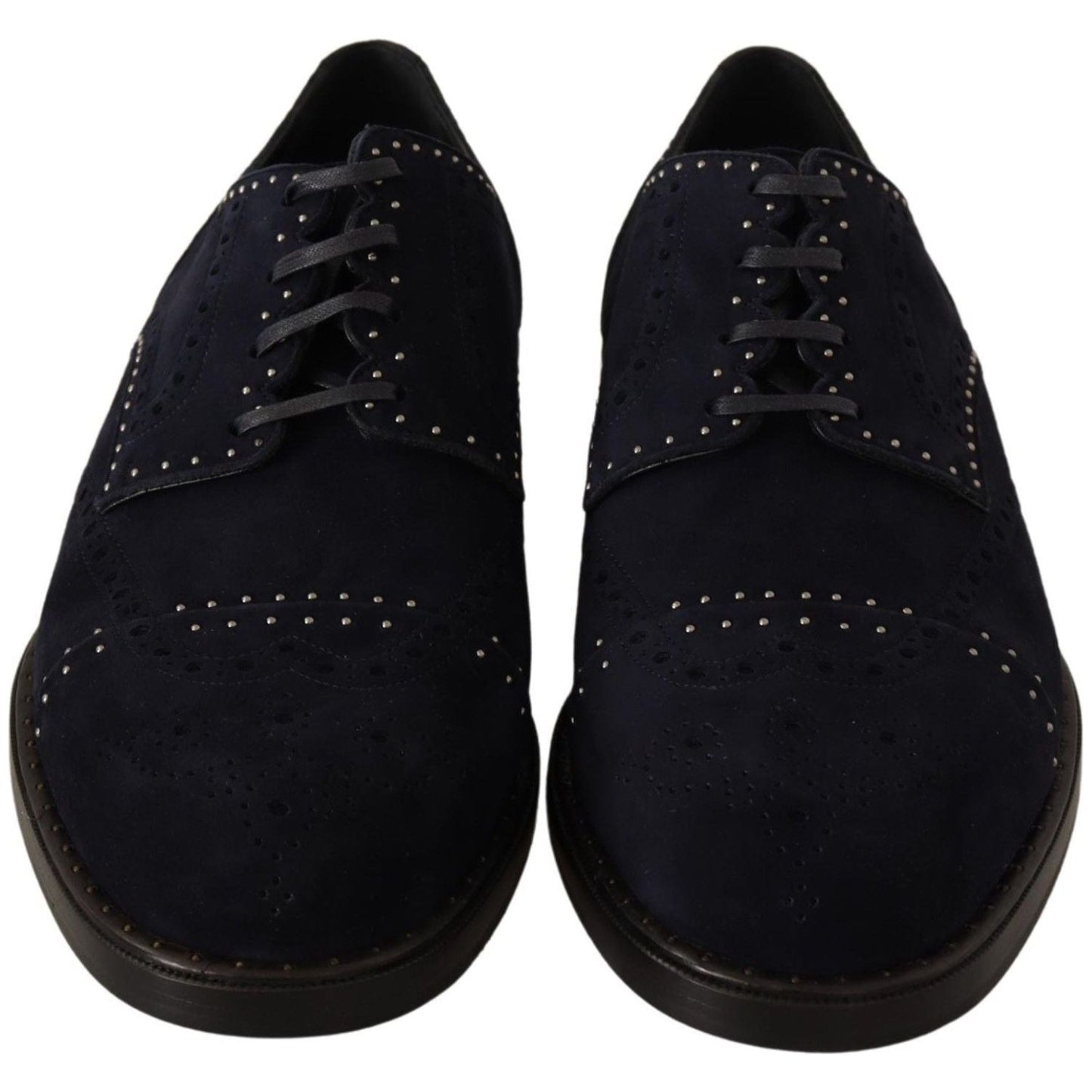 Dolce & Gabbana Elegant Suede Derby Shoes with Silver Studs blue-suede-leather-derby-studded-shoes Dress Shoes IMG_8959-20983adb-7ff.jpg