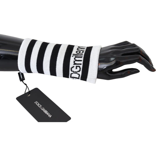 Elegant Black & White Wool Blend Wrist Wrap