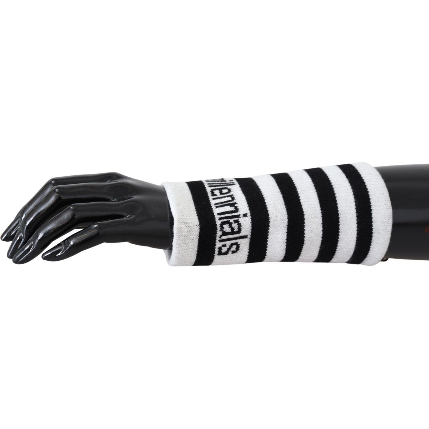 Elegant Black & White Wool Blend Wrist Wrap