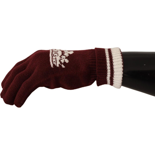 Elegant Red Cashmere Gloves with Crown Motif Dolce & Gabbana