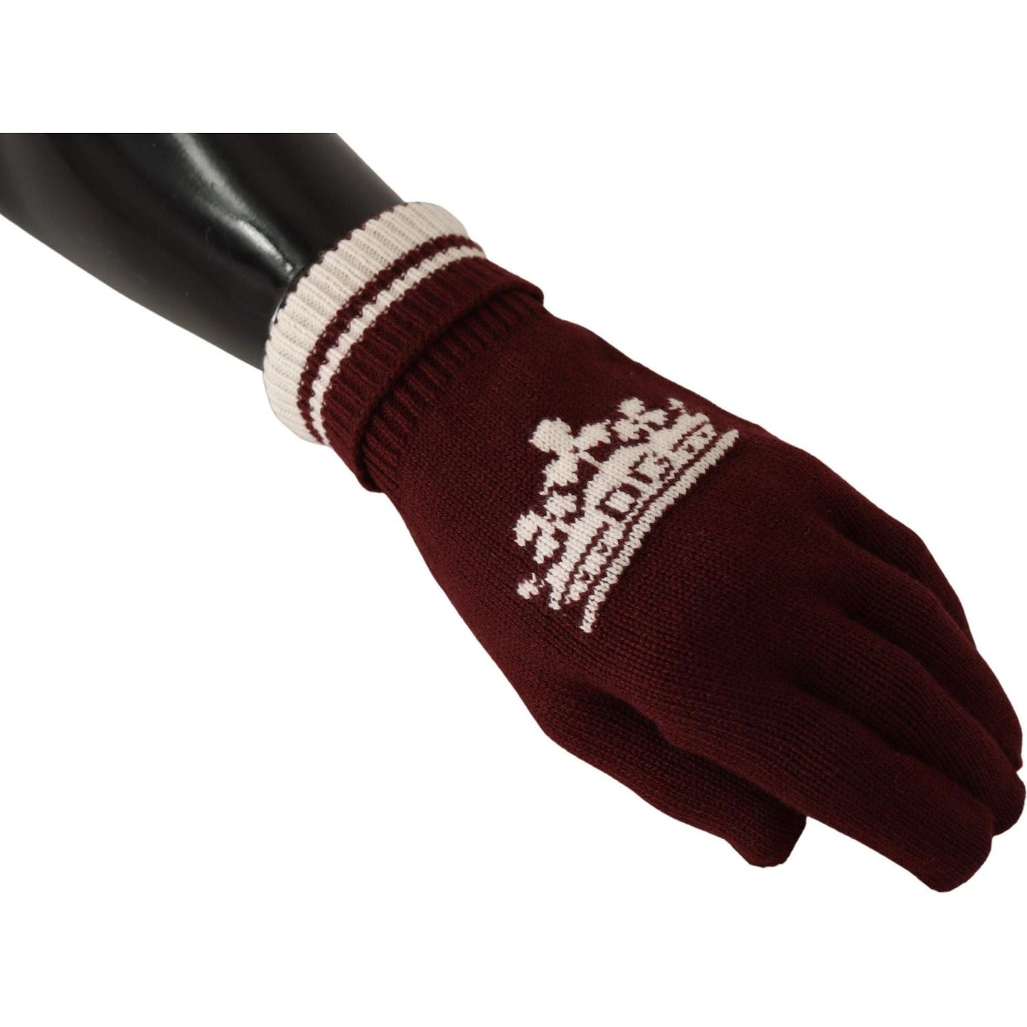 Elegant Red Cashmere Gloves with Crown Motif Dolce & Gabbana