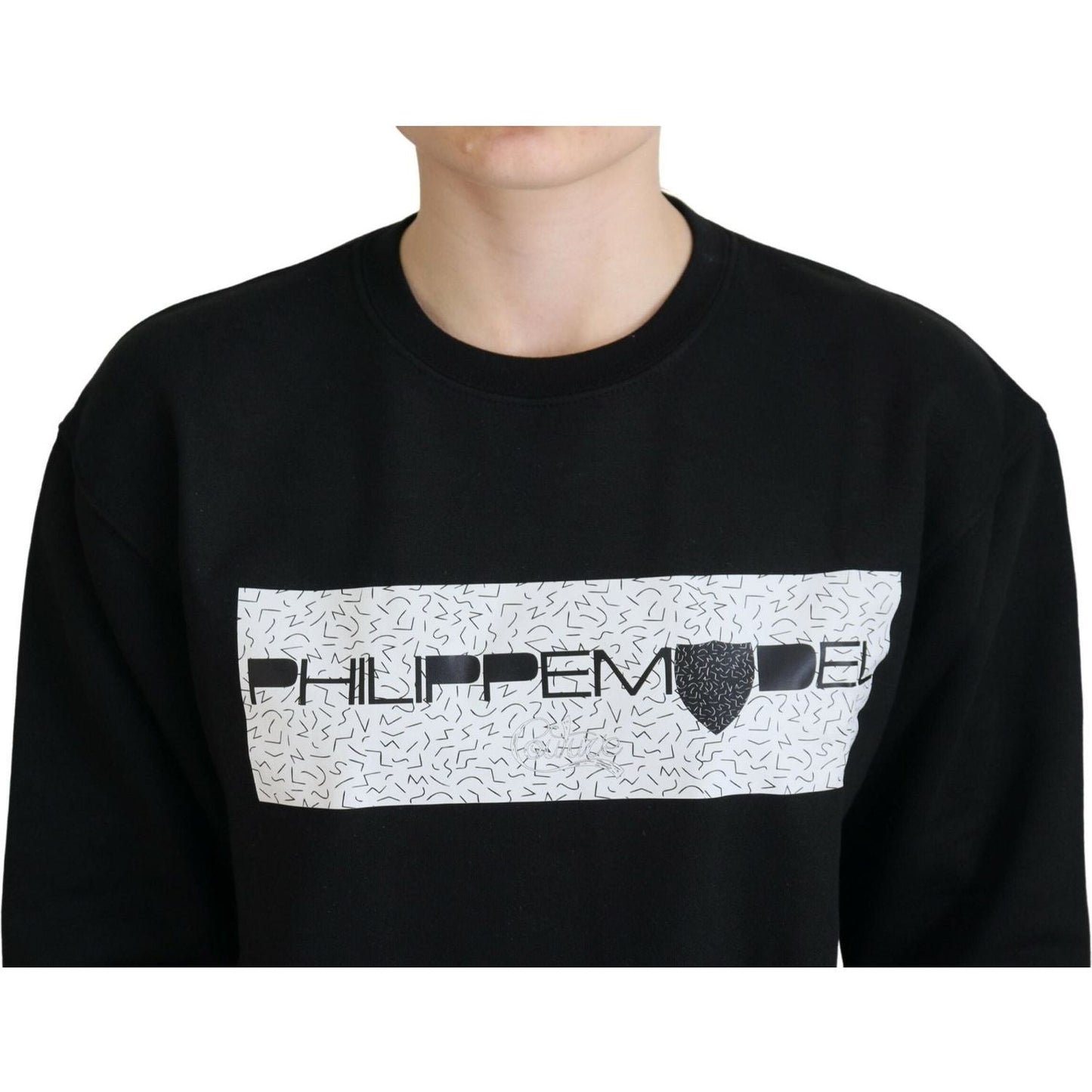 Philippe Model Chic Black Printed Cotton Sweater black-printed-long-sleeves-pullover-sweater-1 IMG_9219-scaled-c5d22b4c-35f.jpg