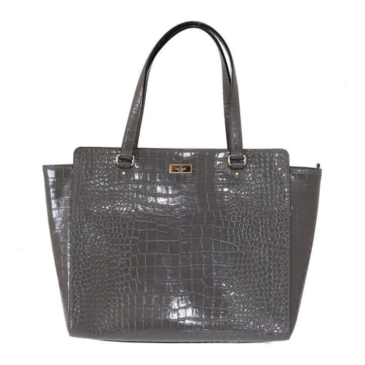 Kate Spade Chic Elissa Gray Leather Handbag gray-elissa-bristol-drive-croc-hand-bag WOMAN HANDBAG