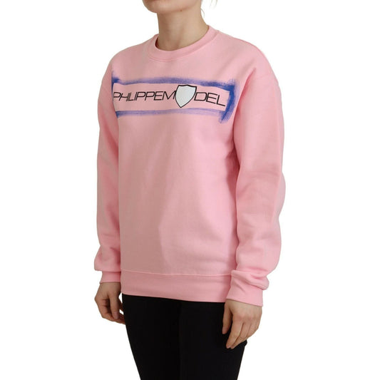 Philippe Model Elegant Pink Long Sleeve Pullover Sweater pink-printed-long-sleeves-pullover-sweater