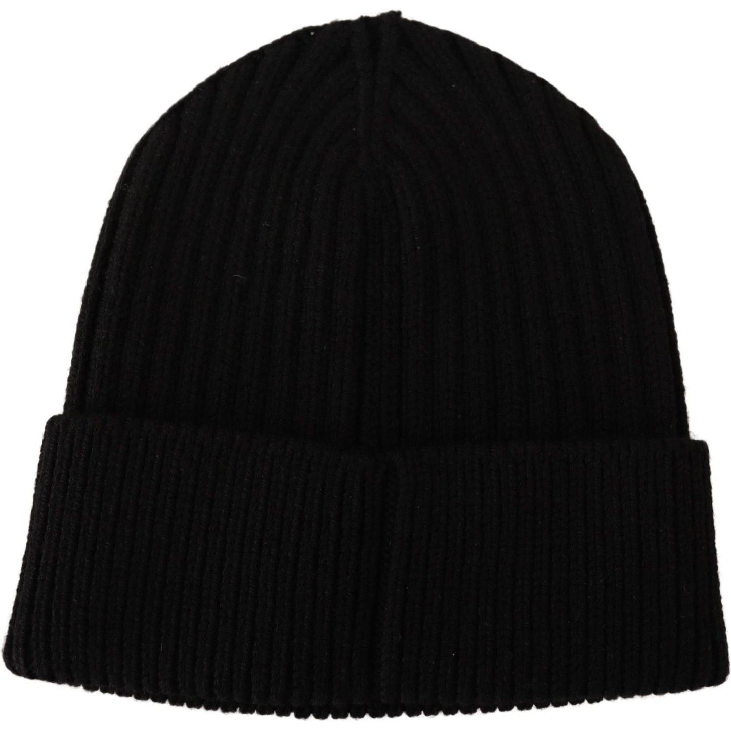 Dolce & Gabbana Elegant Cable Knit Wool Beanie with Fleece Liner black-wool-knit-women-winter-hat Beanie Hat