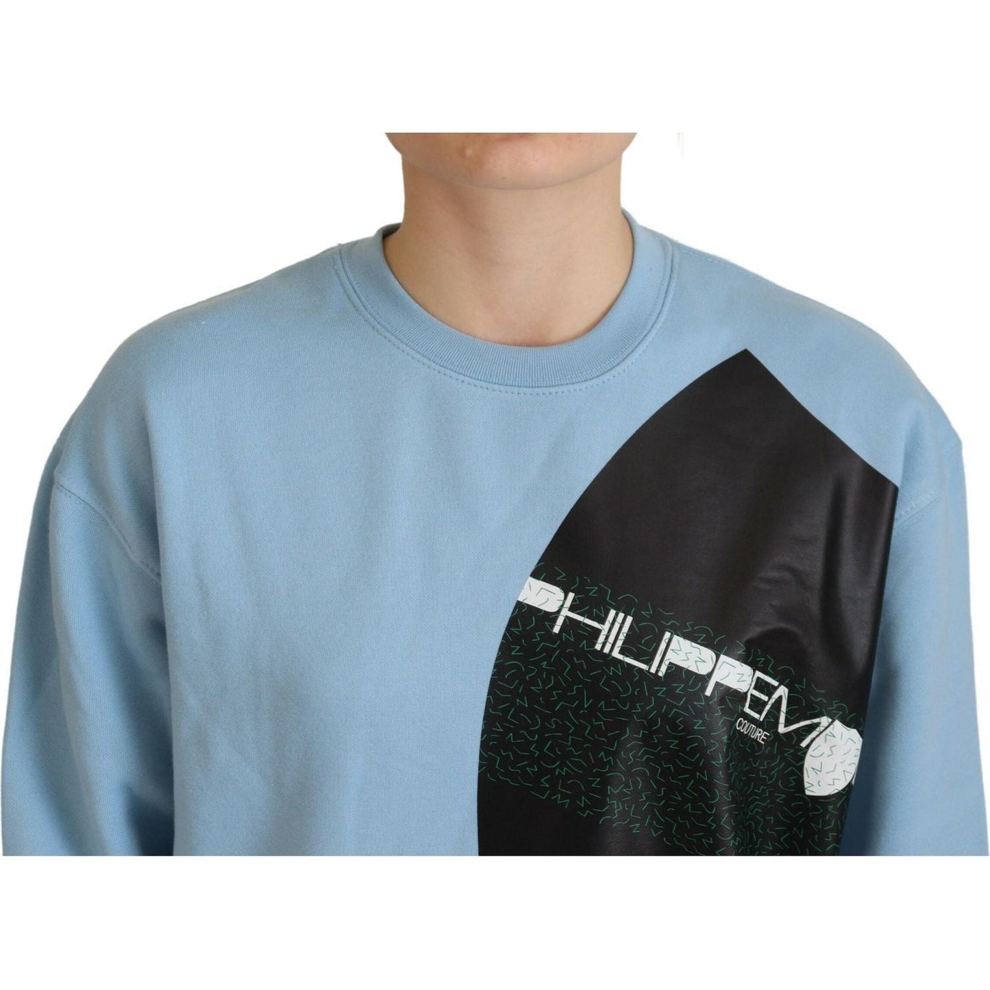 Philippe Model Elegant Light Blue Cotton Pullover Sweater light-blue-logo-printed-long-sleeves-sweater-2 IMG_9311-1-scaled-069f01f7-006.jpg
