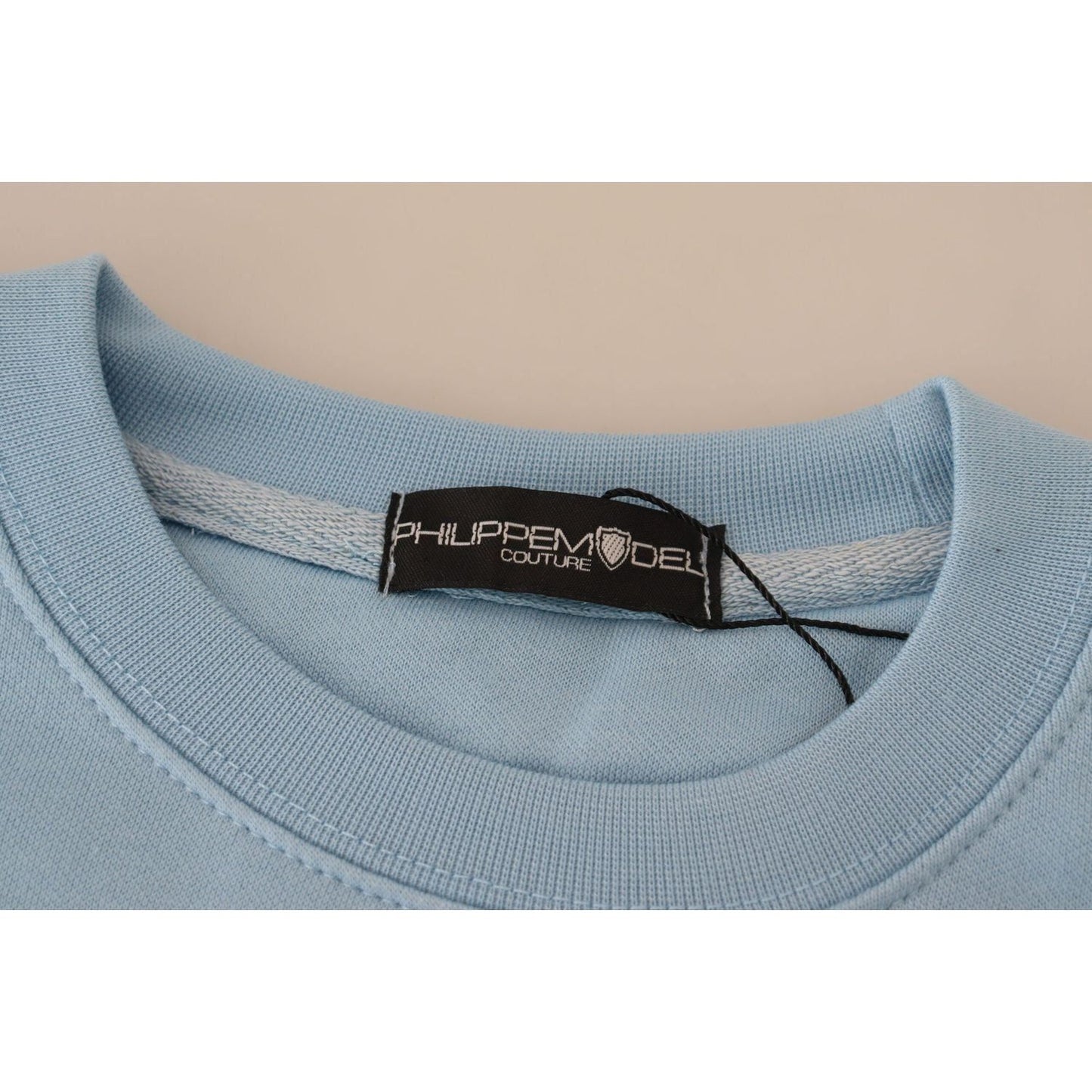 Philippe Model Elegant Light Blue Cotton Pullover Sweater light-blue-logo-printed-long-sleeves-sweater-2 IMG_9313-scaled-331f6e6e-0c0.jpg