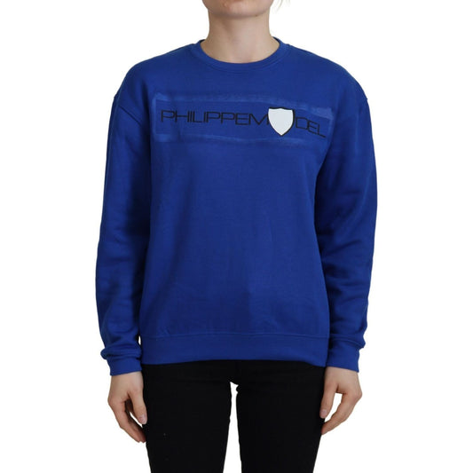 Philippe Model Chic Blue Printed Long Sleeve Pullover Sweater blue-printed-long-sleeves-pullover-sweater