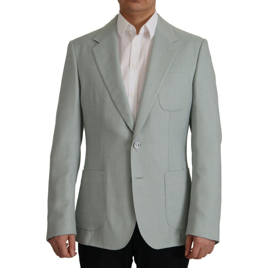 Dolce & Gabbana Elegant Slim Fit Cashmere Silk Blazer Jacket light-green-cashmere-silk-blazer