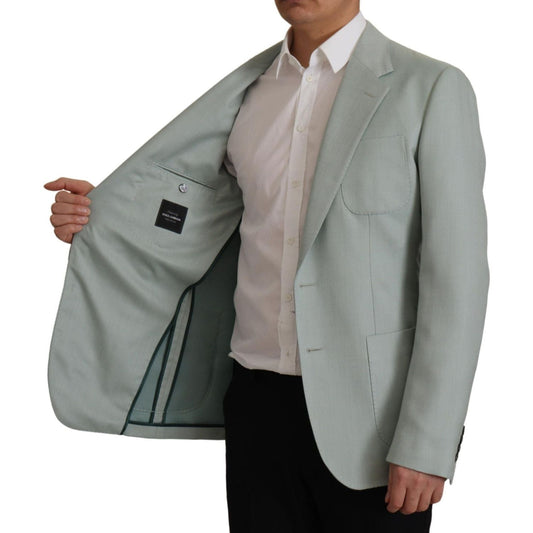 Dolce & Gabbana Elegant Slim Fit Cashmere Silk Blazer Jacket light-green-cashmere-silk-blazer