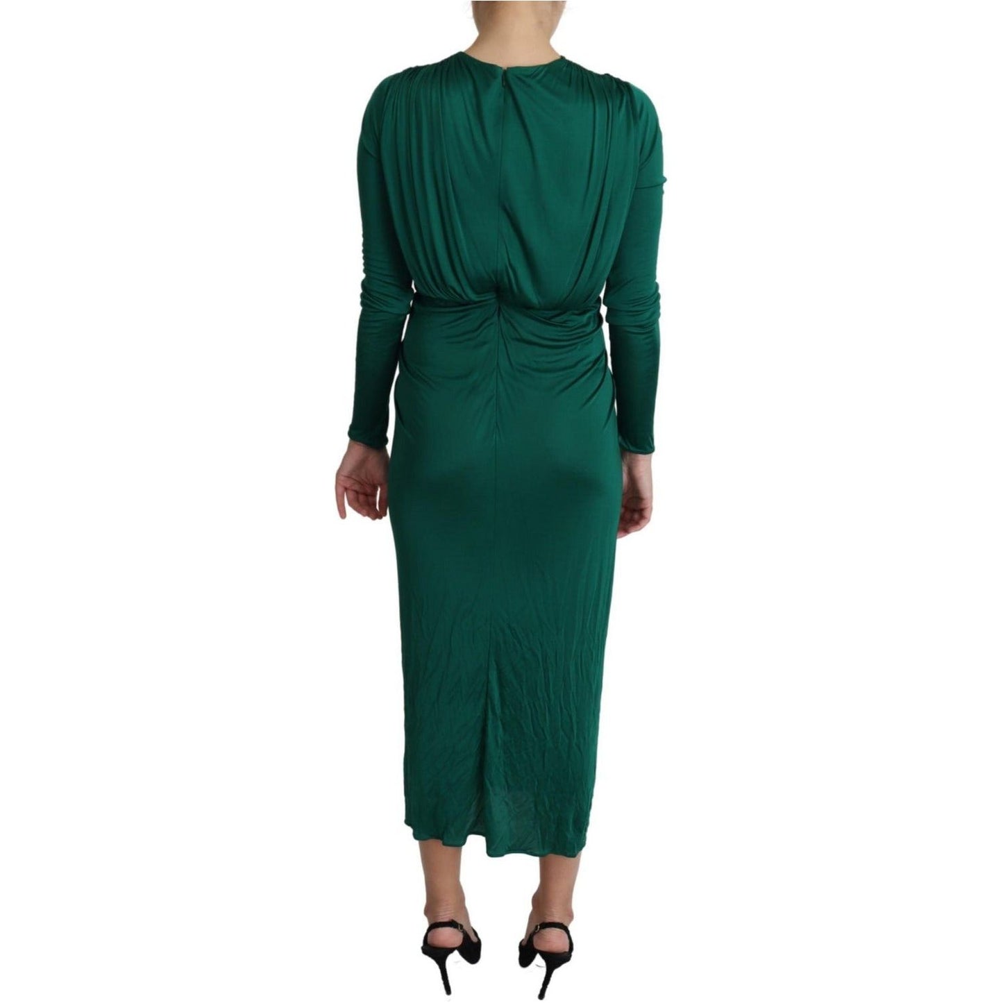Dolce & Gabbana Emerald Elegance Bodycon Midi Dress green-fitted-silhouette-midi-viscose-dress IMG_9481-scaled-e5142ee3-878.jpg