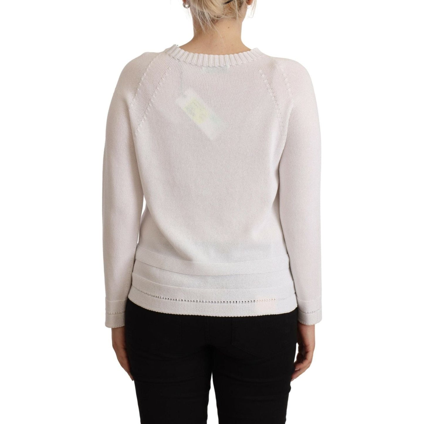 Alpha StudioElegant White Cotton Pullover SweaterMcRichard Designer Brands£129.00