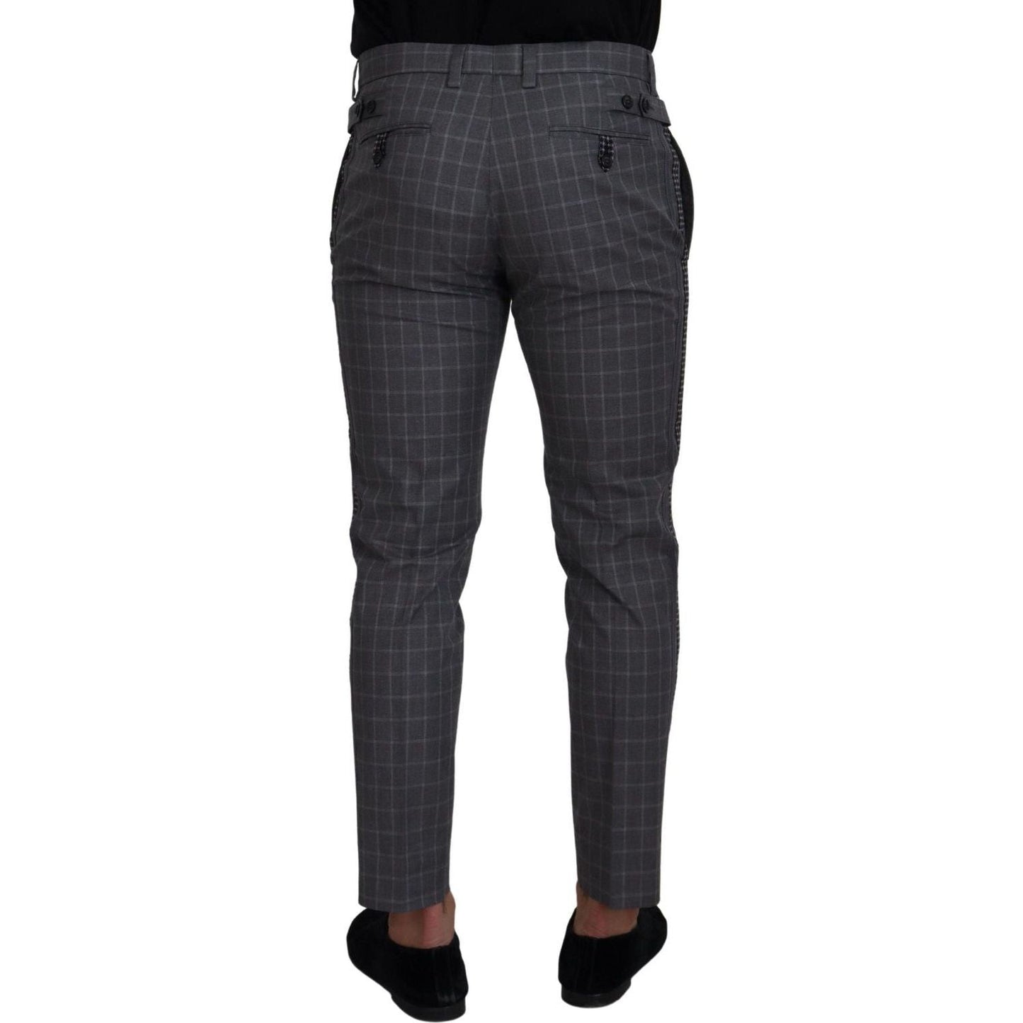 Grey Cotton Checkered Chino Pants Dolce & Gabbana