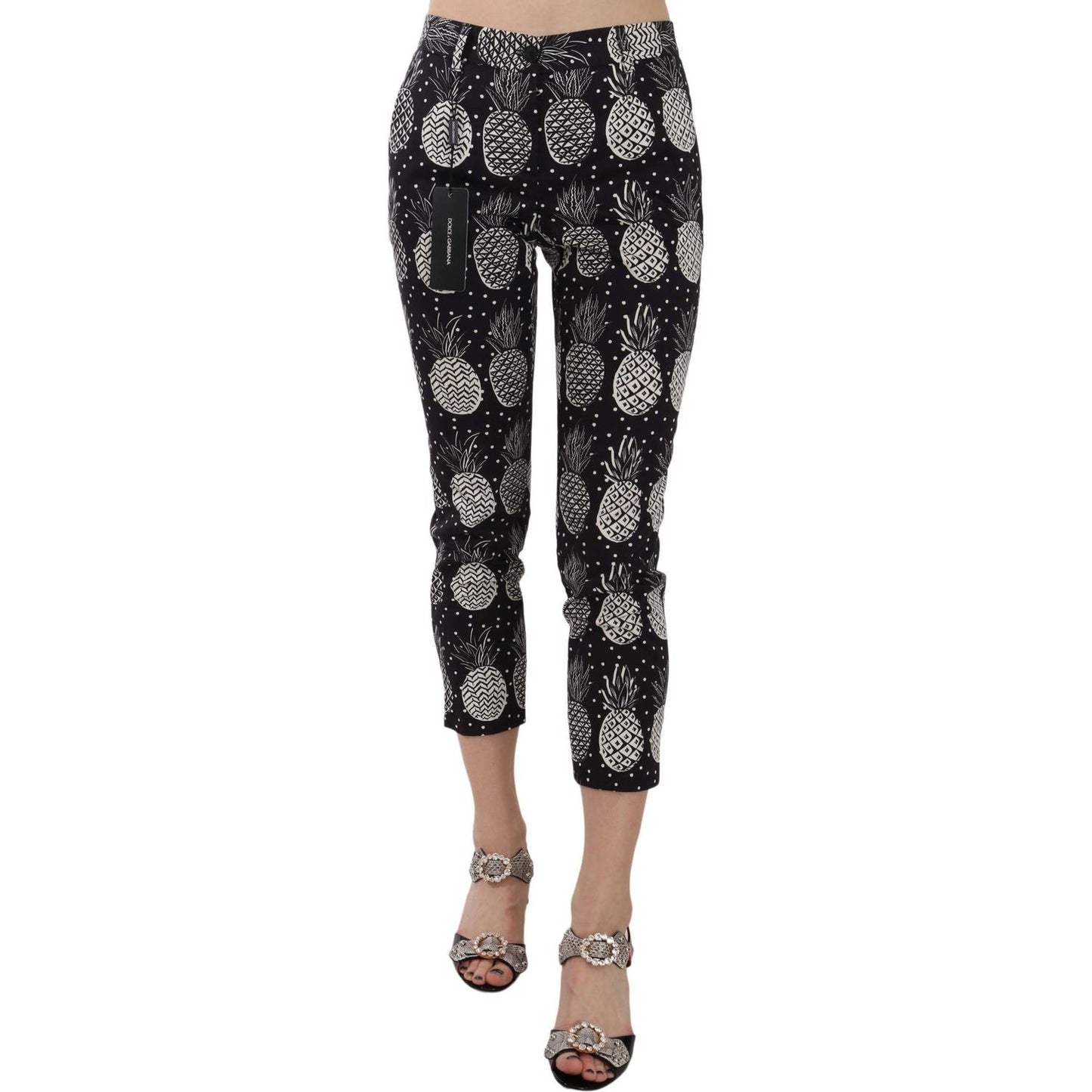 Dolce & Gabbana Black Pineapple Print Skinny Capri Pants black-pineapple-print-skinny-capri-pants Jeans & Pants IMG_9612-scaled-d81e8f66-ffb.jpg