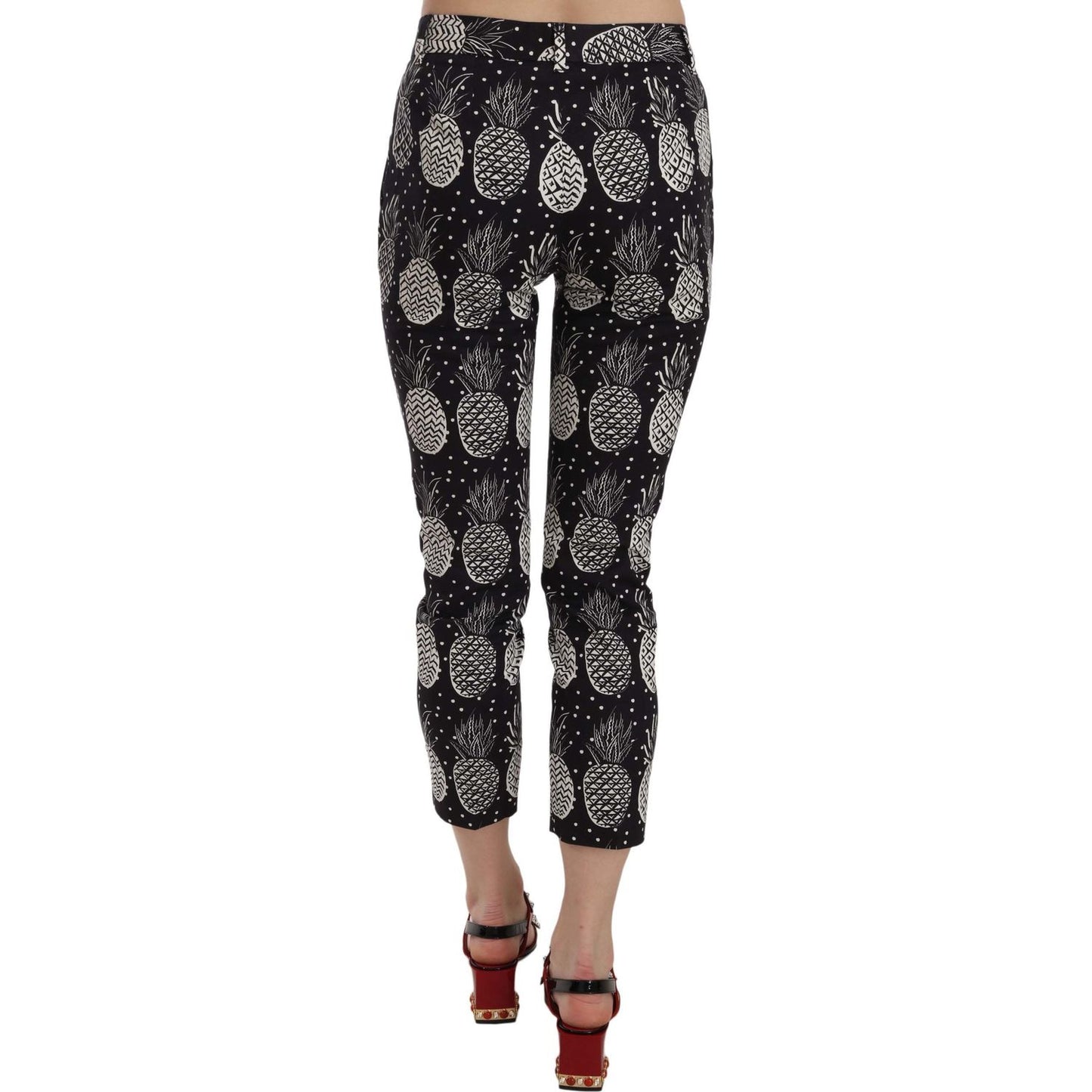 Dolce & Gabbana Black Pineapple Print Skinny Capri Pants black-pineapple-print-skinny-capri-pants Jeans & Pants IMG_9615-scaled-c72d280f-c40.jpg
