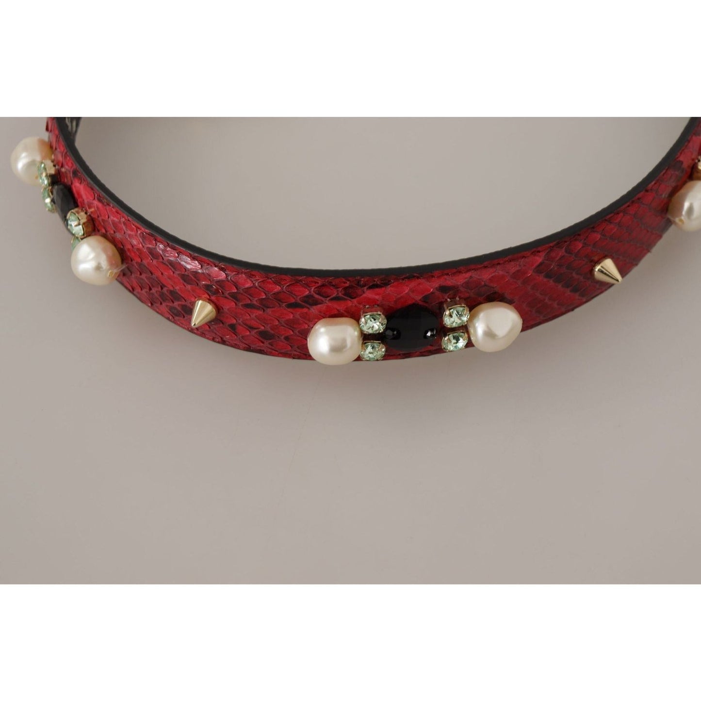 Dolce & Gabbana Elegant Red Python Leather Shoulder Strap red-exotic-leather-crystals-bag-shoulder-strap IMG_9661-2-scaled-03c85ed4-cdc.jpg