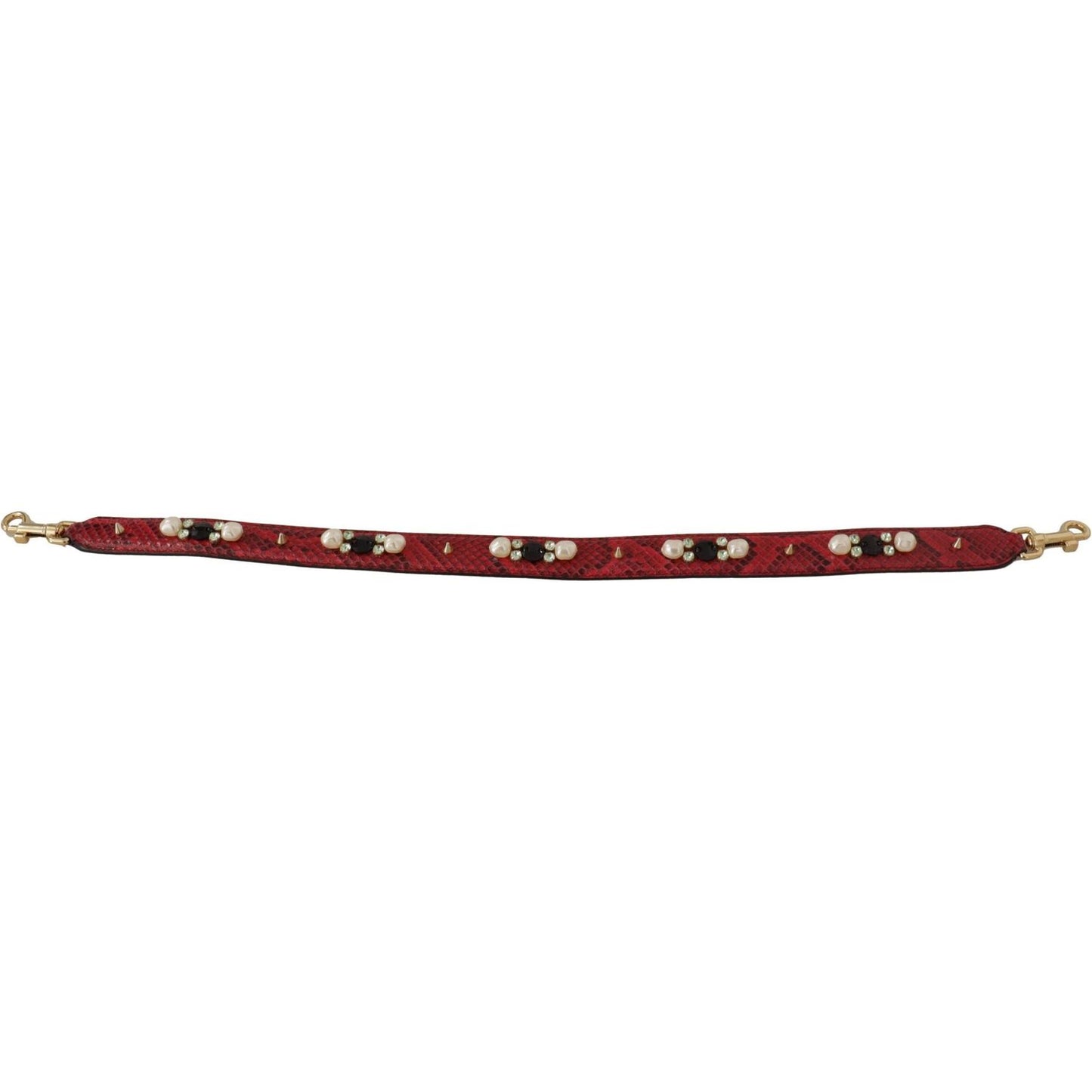 Dolce & Gabbana Elegant Red Python Leather Shoulder Strap red-exotic-leather-crystals-bag-shoulder-strap IMG_9662-1-1-scaled-2864b36b-bf2.jpg