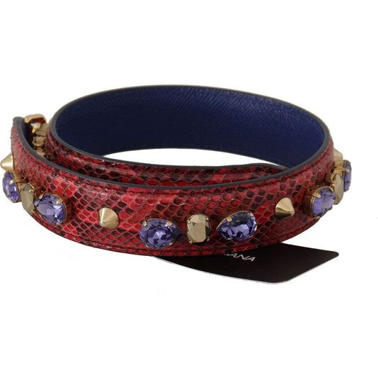 Dolce & Gabbana Elegant Red Python Leather Handbag Strap red-exotic-leather-crystals-bag-shoulder-strap-1
