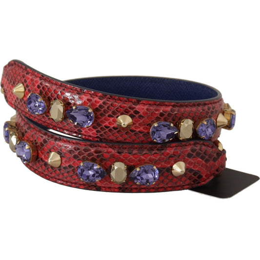 Dolce & Gabbana Elegant Red Python Leather Handbag Strap red-exotic-leather-crystals-bag-shoulder-strap-1