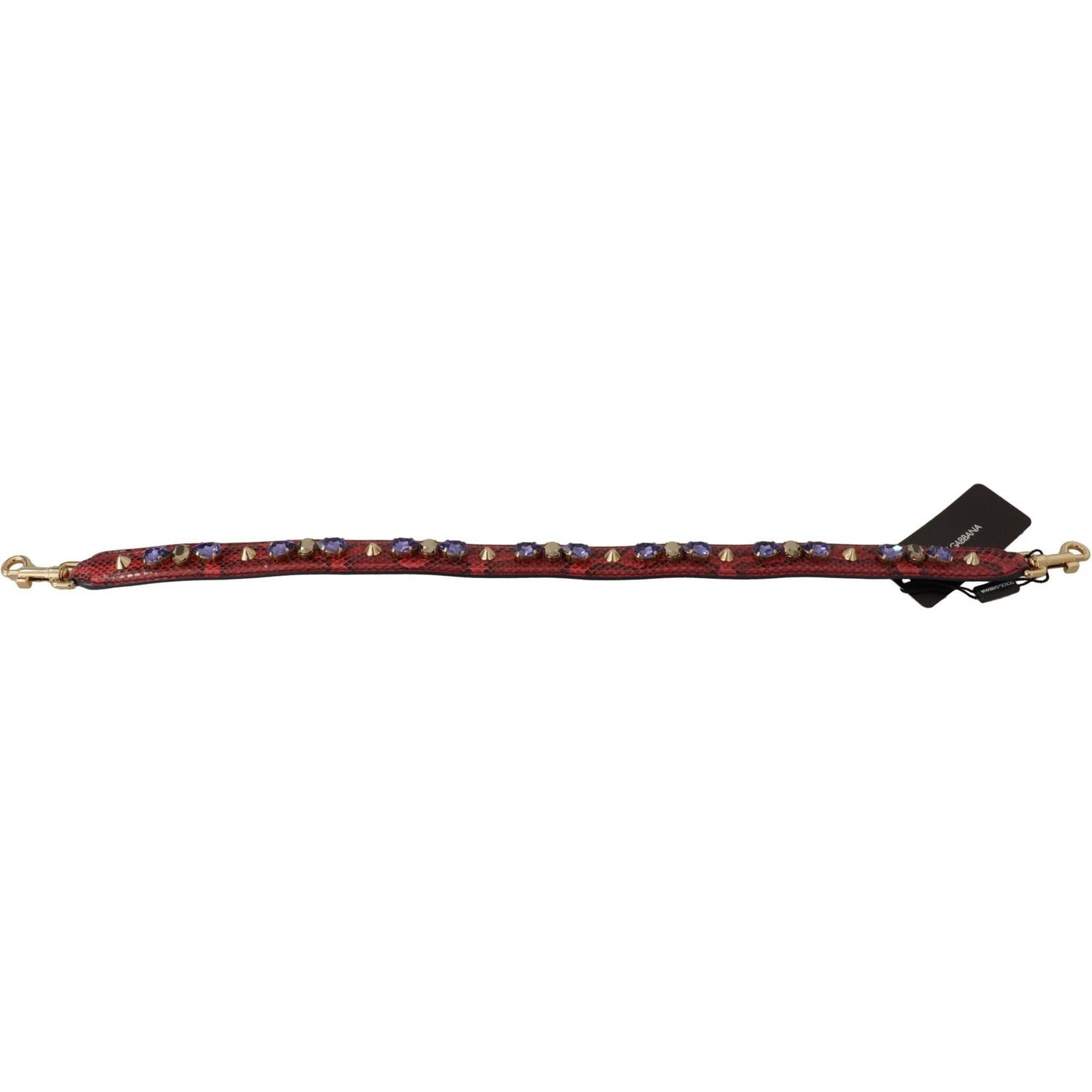 Dolce & Gabbana Elegant Red Python Leather Handbag Strap red-exotic-leather-crystals-bag-shoulder-strap-1 IMG_9687-scaled-7f588530-1cd.jpg