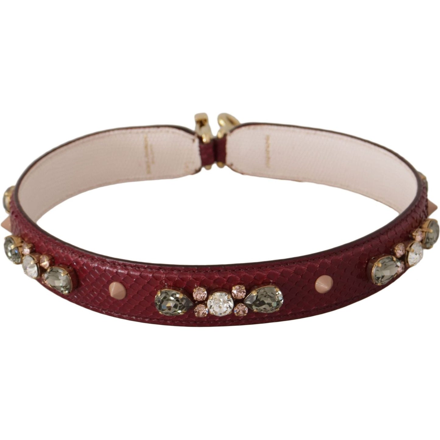 Dolce & Gabbana Elegant Python Leather Bag Strap in Bordeaux bordeaux-leather-crystals-bag-shoulder-strap IMG_9720-2-scaled-239584ed-6e9.jpg