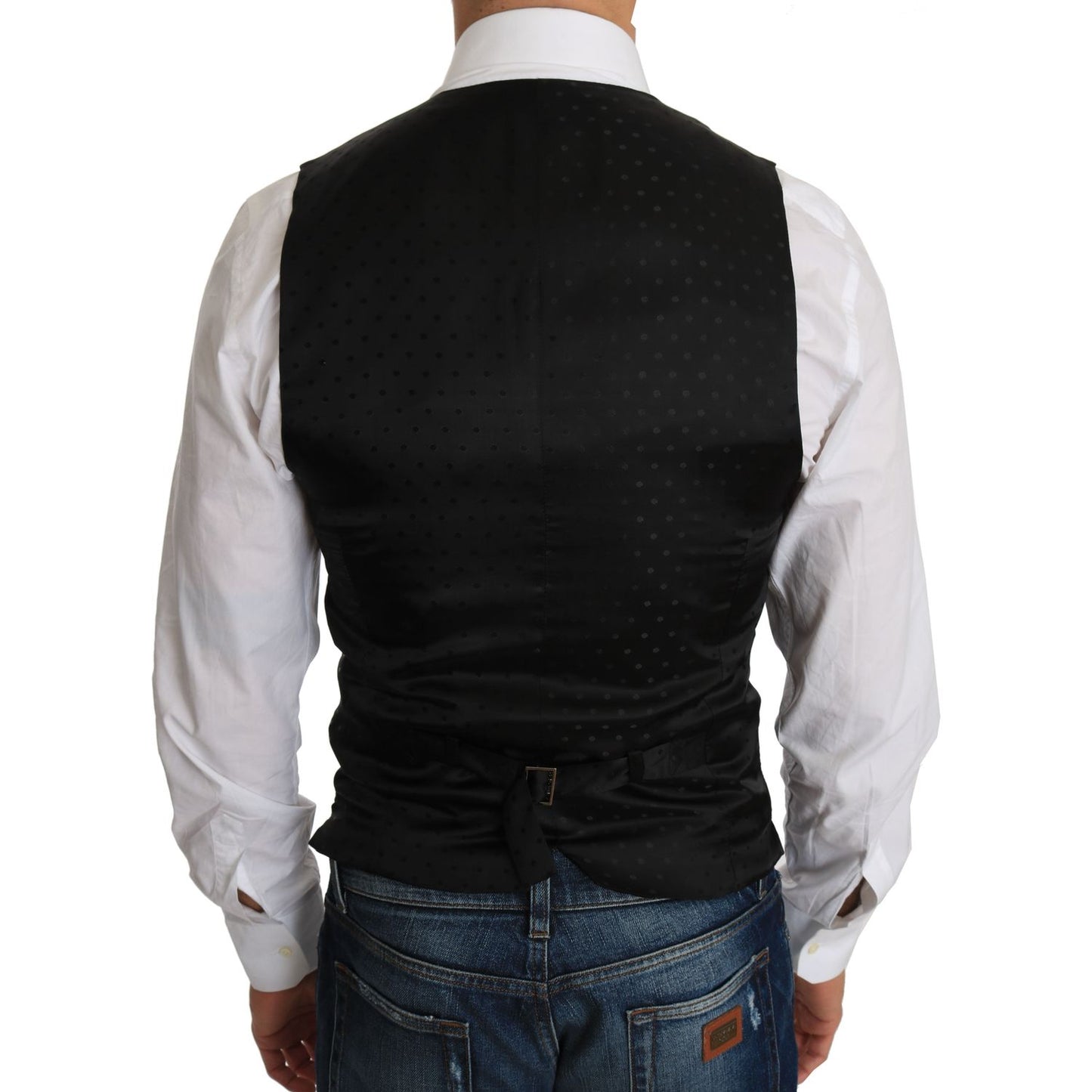 Dolce & Gabbana Sleek Black Wool Blend Formal Vest black-wool-dress-waistcoat-1