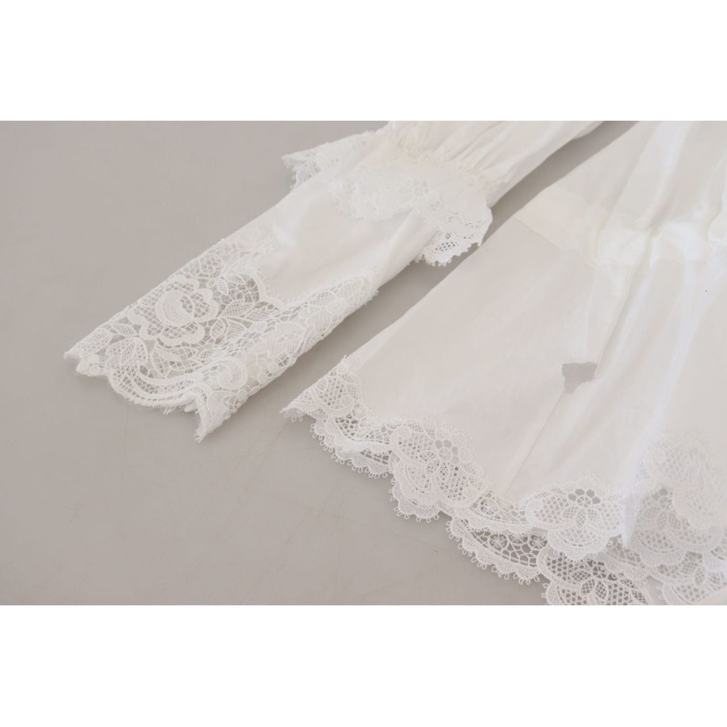 Dolce & GabbanaElegant White Lace Trim Cotton BlouseMcRichard Designer Brands£1009.00