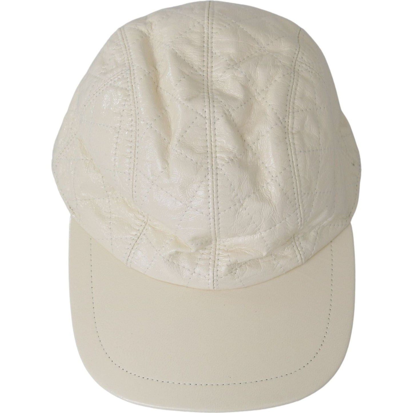 Elegant White Lambskin Leather Baseball Cap