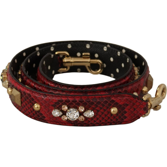 Dolce & Gabbana Red Python Leather Shoulder Bag Strap red-python-leather-crystals-reversible-shoulder-strap